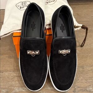 Hermes black suede sneakers